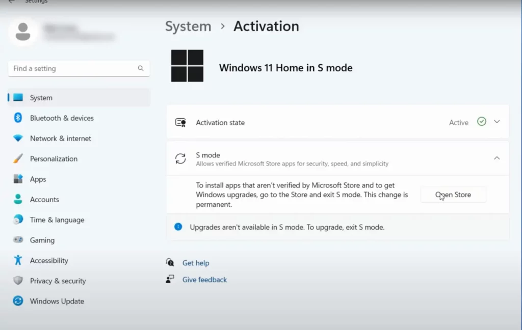 windows 11 home S mode